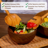 JABIHOME 4 Wooden Spoons and Forks Set, Hostess Gifts for Women, Mens Easter Gifts, Cooking Gifts for Women, Easter Gifts for Mom, Engagement Gifts Jabihome