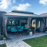 Domi Outdoor Living 12’ X 20’ Hardtop Gazebo, Outdoor Aluminum Frame Canopy with Galvanized Steel Double Roof, Outdoor Permanent Metal Pavilion with domi outdoor living