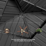 PURPLE LEAF 12' X 12' Outdoor Gazebo with Metal Roof Permanent Hardtop Gazebo with Light for Patio Lawn and Garden Grey PURPLE LEAF