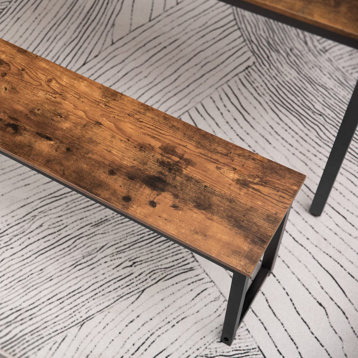 HOOBRO Dining Benches, Pair of 2 Benches, Industrial Style Indoor Benches, Durable Metal Frame, for Kitchen, Dining Room, Living Room, Rustic Brown HOOBRO