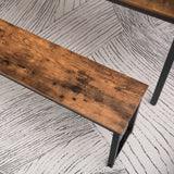 HOOBRO Dining Benches, Pair of 2 Benches, Industrial Style Indoor Benches, Durable Metal Frame, for Kitchen, Dining Room, Living Room, Rustic Brown HOOBRO