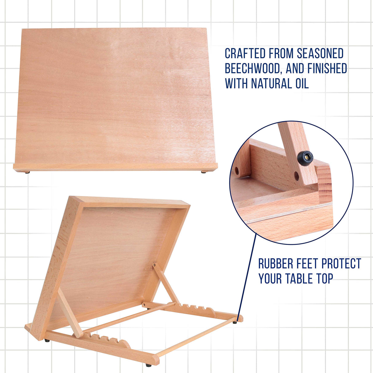 U.S. Art Supply Large 18-1/2" Wide x 14-1/8" (A3) Tall Artist Adjustable Wood Drawing Board Bundle with 11" x 14" Side Spiral Bound - 60lb Sketch U.S. Art Supply