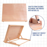 U.S. Art Supply Large 18-1/2" Wide x 14-1/8" (A3) Tall Artist Adjustable Wood Drawing Board Bundle with 11" x 14" Side Spiral Bound - 60lb Sketch U.S. Art Supply