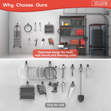 WALMANN 12PCS Garage Storage Hooks, Wall Mount Utility Hooks for Tools, Ladders, Cords, Folding Chairs, Shovels and Rakes, Shelving Hooks for Keyhole WALMANN