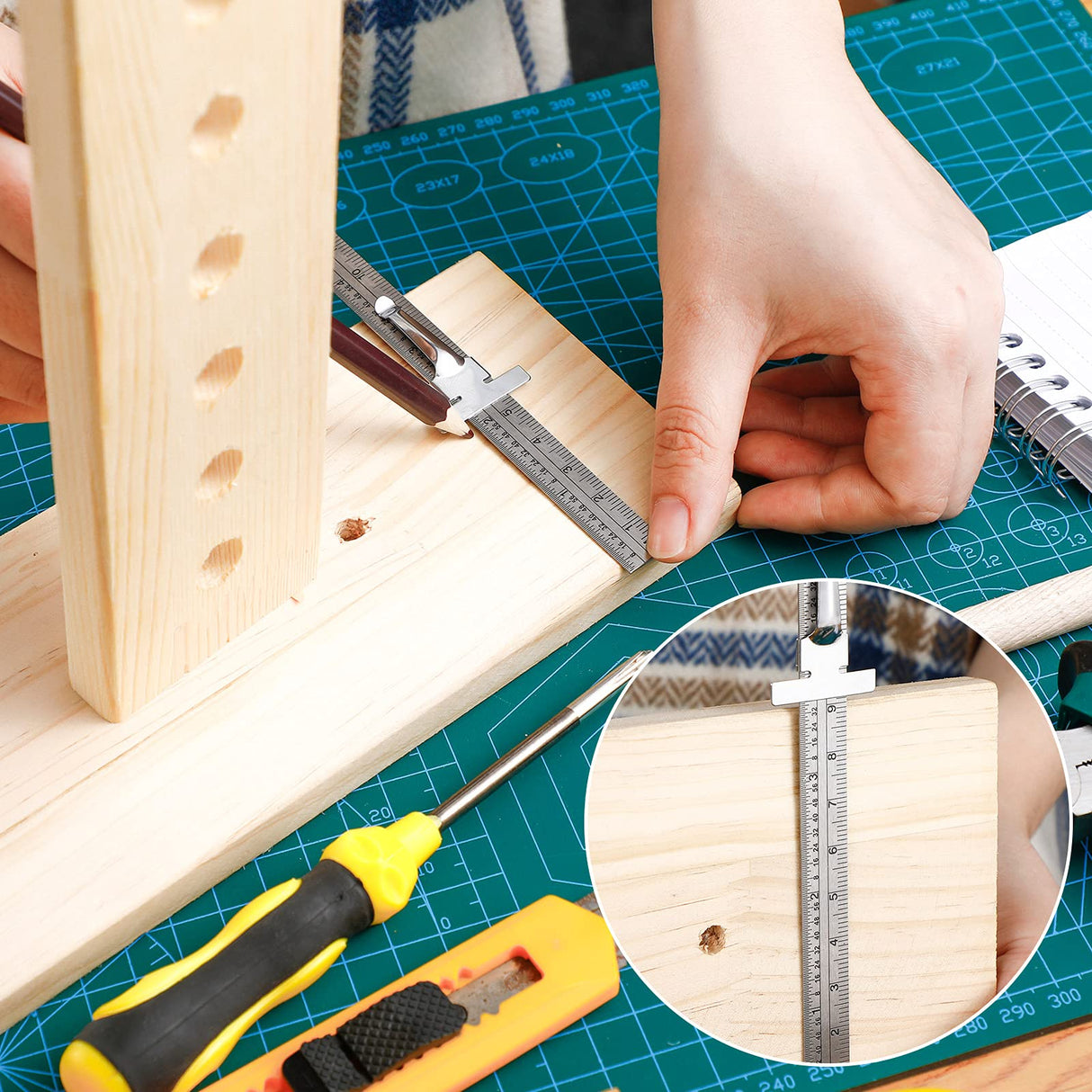 6 Inch 15 cm Pocket Ruler Flexible Precision Stainless Steel Ruler with Detachable Clips Stainless Steel Pocket Clip Scale Gauge Ruler Metric British Frienda