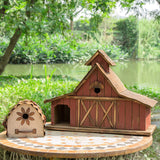 Glitzhome 20.67" L Birdhouse for Outside Rustic Wood Barn Design Extra-Large Hand Painted Bird House glitzhome