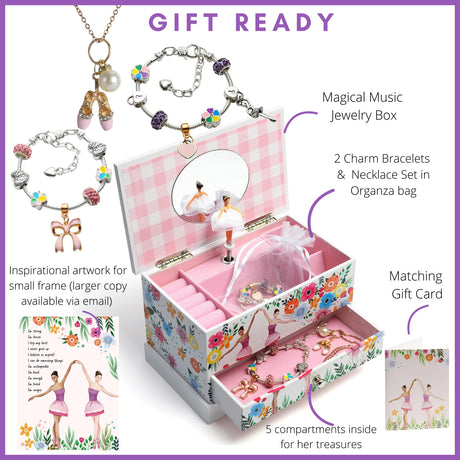 ABI + OLIE Ballerina Kids Jewelry Box for Girls - Little Girls Jewelry Box - Musical Jewelry Box for Girls 4-12 - Music Boxes for Girls - Perfect ABI + OLIE