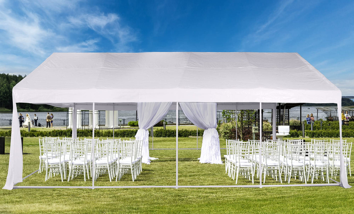 YITAHOME 20x40 ft Party Tent Outdoor Wedding Event Shelters Heavy Duty Upgraded Galvanized Canopy with Large White Roof, Removable Sidewalls & 4 - WoodArtSupply