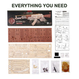 3D Wooden Puzzles for Adults, DIY Rubber Band Gun, Wood Model Building Kits for Kids, Wooden Toy Gun Puzzle for Family Time Unique Gifts Wowood