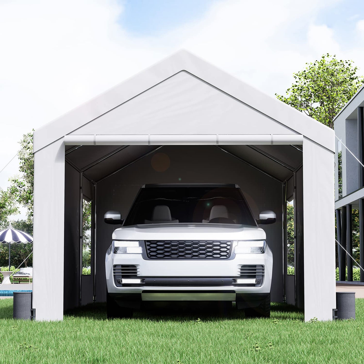VEVOR Carport, 10x20ft Heavy Duty Car Canopy, Portable Garage with Roll-up Ventilated Windows & Removable Sidewalls, UV Resistant Waterproof VEVOR
