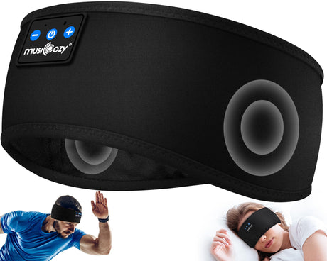 MUSICOZY Sleep Headphones Bluetooth 5.2 Headband, Sports Wireless Earphones Sweat Resistant Earbuds with Ultra-Thin HD Stereo Speaker for Workout MUSICOZY