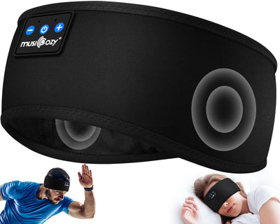 MUSICOZY Sleep Headphones Bluetooth 5.2 Headband, Sports Wireless Earphones Sweat Resistant Earbuds with Ultra-Thin HD Stereo Speaker for Workout