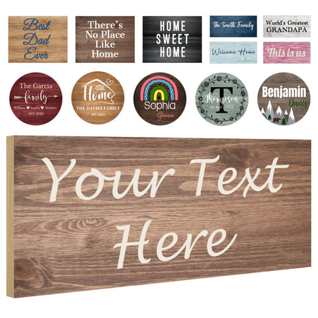 Custom Wood Signs Personalized Family Name Sign for Home Decor Customized Wooden Name Plaques Board with Text for Wall Art Door Kitchen Farmhouse SIMIEEK