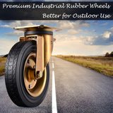 8" Casters Set of 4 Heavy Duty Plate Casters with Dual Locking 8 Inch Swivel Industrial Rubber Wheels for Workbench Cart Outdoor Dolly Castors VM VIMA