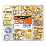 KURUI 303Pcs Picture Hanging Kit, Picture Hangers Assorted Kit With Heavy Duty Wall Hooks, Sawtooth, Picture Wire, D Rings, Hardware Nails, Eye Hooks KURUI