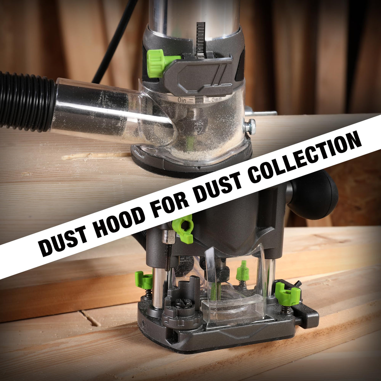 WORKPRO Compact Router Combo Kit, 6.5 Amp Compact Router Fixed Base & Plunge Router for Woodworking Slotting Trimming, 6 Variable Speeds to 32000 RPM WORKPRO