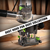 WORKPRO Compact Router Combo Kit, 6.5 Amp Compact Router Fixed Base & Plunge Router for Woodworking Slotting Trimming, 6 Variable Speeds to 32000 RPM WORKPRO