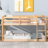 CNANXU Twin Low Bunk Bed - Space-Saving Wood Loft Bed for Kids with Ladder and Full Length Guardrail CNANXU