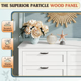 WLIVE 6 Drawer Dresser, Retro Chest of Drawers with Metal Handle, Double Wood Dresser for Bedroom, Living Room, Large Storage Cabinet, White WLIVE