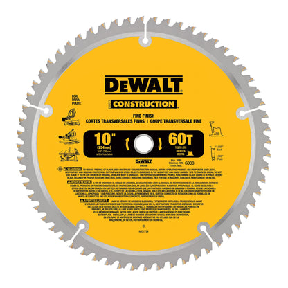 DEWALT 10-Inch Miter / Table Saw Blade, ATB, Thin Kerf, Crosscutting, 5/8-Inch Arbor, 60-Tooth (DW3106)
