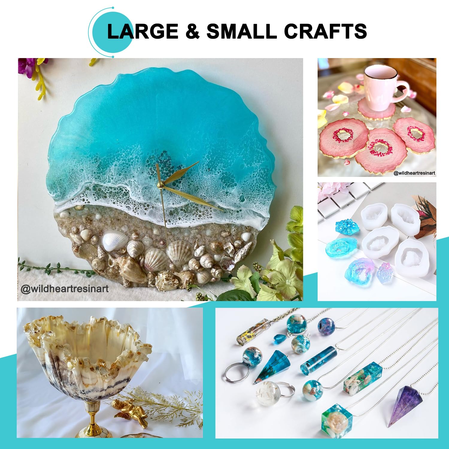 JDiction Epoxy Resin, High Gloss 2 Gallon Epoxy Resin Crystal Clear Self-Leveling Casing Resin and Hardener Kit for Jewelry Making, Table Top, Wood JDiction