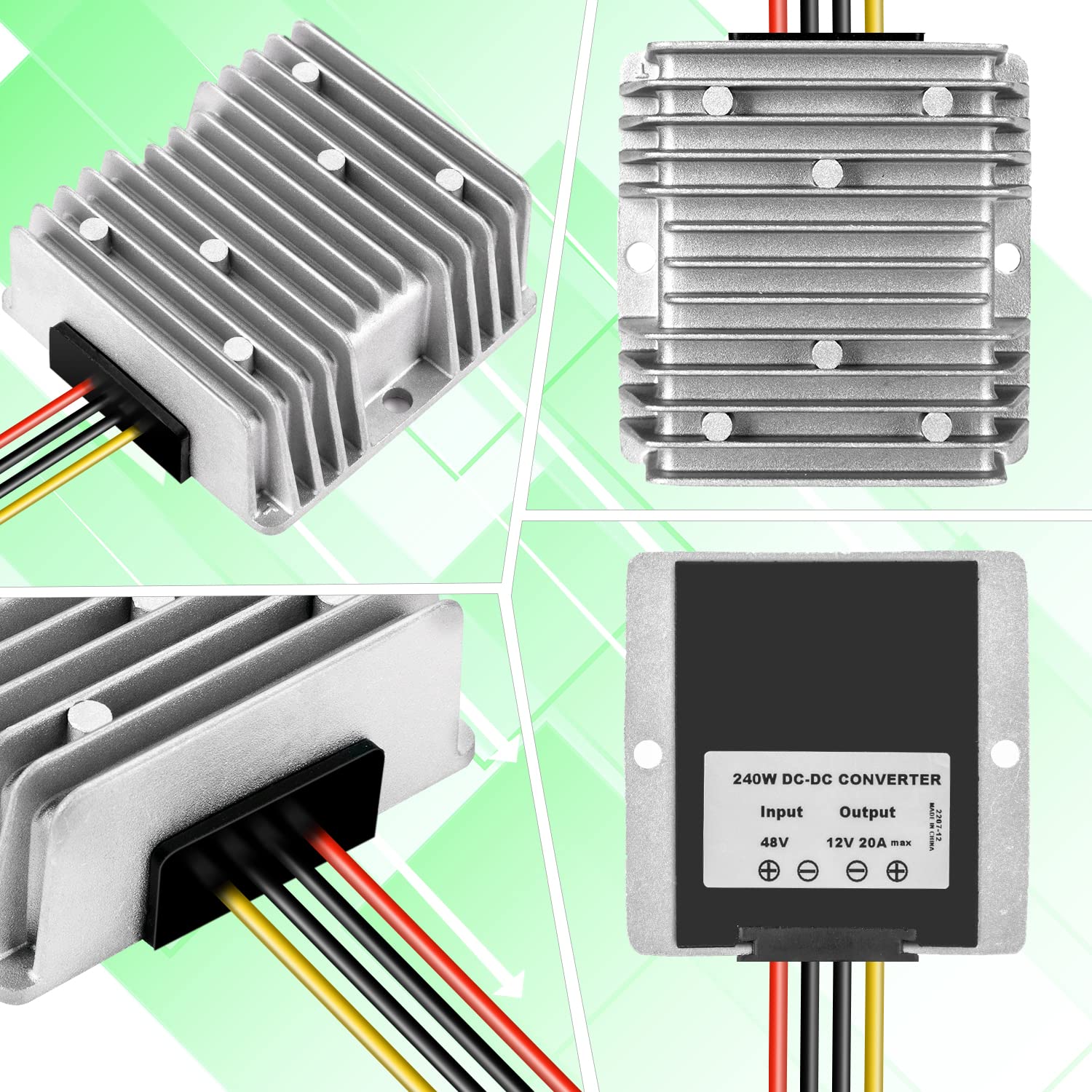 BIRITALO 48V Step Down to 12V 20A Waterproof DC Voltage Converter Reducer Module 240W Regulator for Golf Cart Club Car Truck Vehicle Led Strip Light BIRITALO