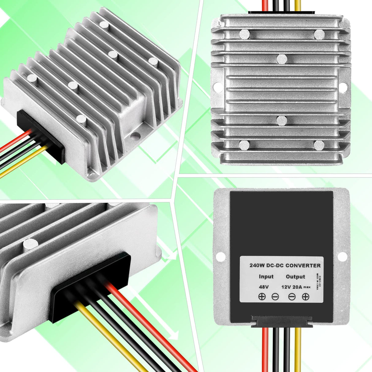 BIRITALO 48V Step Down to 12V 20A Waterproof DC Voltage Converter Reducer Module 240W Regulator for Golf Cart Club Car Truck Vehicle Led Strip Light BIRITALO