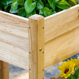 Outsunny Raised Garden Bed with 3 Planter Box, Elevated Wooden Plant Stand with Drainage Holes, for Vegetables, Herb and Flowers, Natural Outsunny