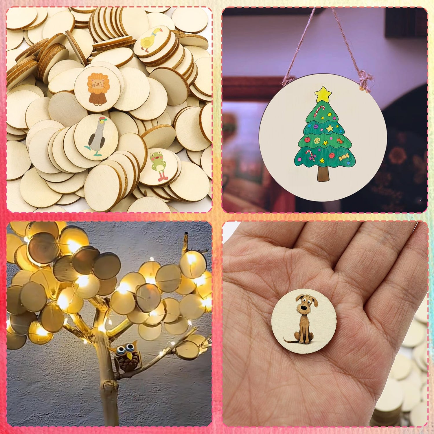 Jyongmer 200 Pieces Round Wood Circles for Crafts - 1 inch Wood Round Disc Unfinished Wood Circles Blank Natural Wooden Cutout Ornaments for Jyongmer