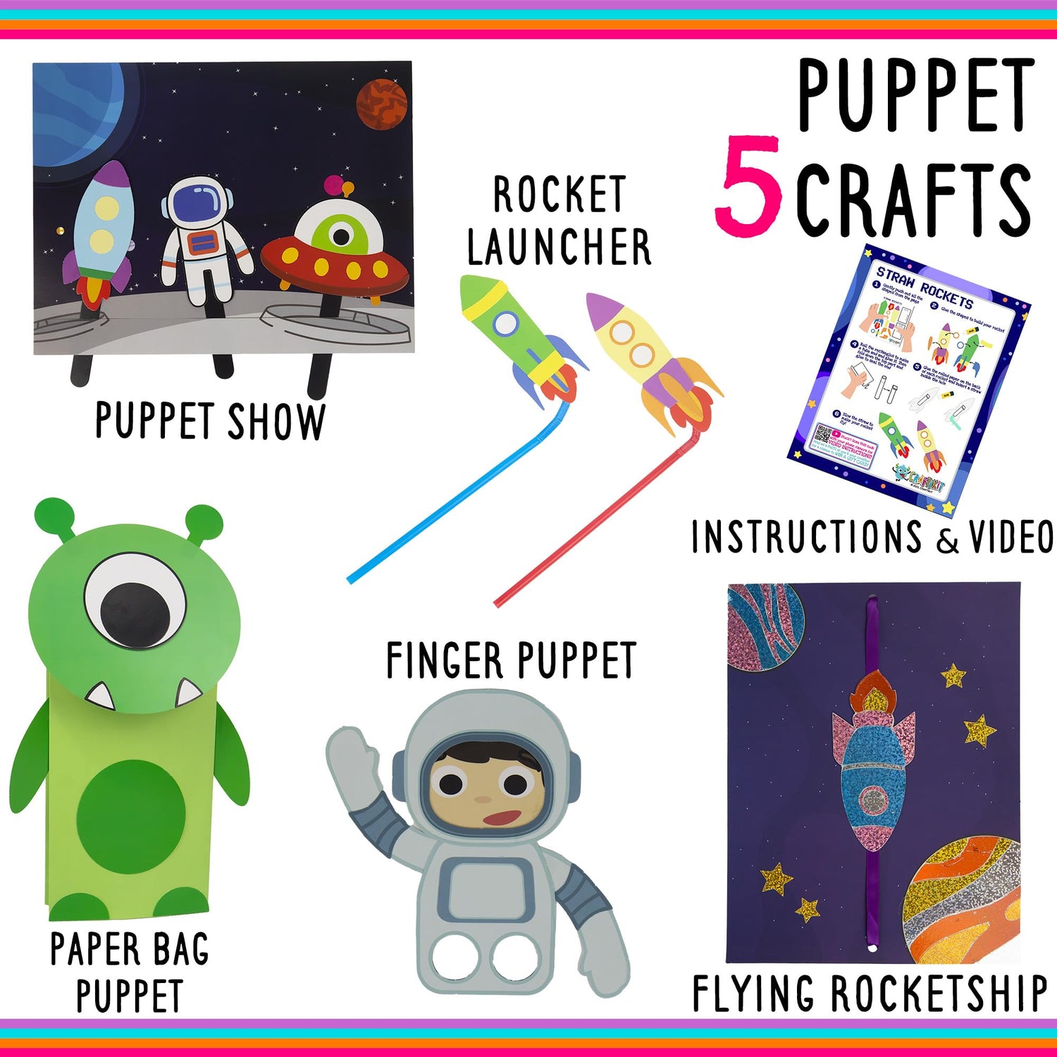 Craftikit ® Space Arts and Crafts for Kids - 20 Simple All-Inclusive Fun Toddler Craft Kit for Kids - Organized Crafts for Toddlers Ages 3-10 - Craftikit