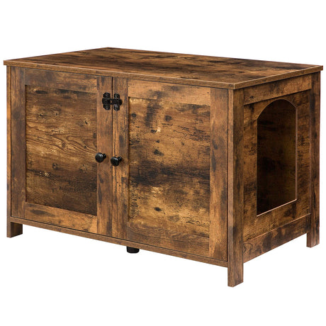 HOOBRO Cat Litter Box Enclosure, Cat Litter Box Furniture with Divider, Hidden Litter Box Furniture, Wooden Pet House, End Side Table, 31.5"L x HOOBRO