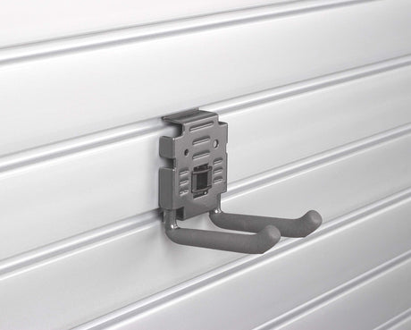 HandiWall 4" Double Hook with Locking Bracket for Tool Storage on Garage Slatwall Panels HandiWall