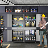 Yizosh Metal Garage Storage Cabinet with Locking Doors and Adjustable Shelves, Rolling Tool Storage Cabinet with 4 Wheels and 1 Drawer - 73" Steel Yizosh