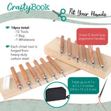 CraftyBook Wood Carving Kit - 12 Wood Carving Tools with Sharpening Whetstone and Pouch - For Expert or Novice Carvers CraftyBook