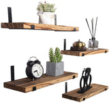 HXSWY Rustic Wood Floating Shelves for Wall Farmhouse Wooden Wall Shelf for Bathroom Kitchen Bedroom Living Room Set of 4 Light Brown HXSWY