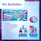 Disney Frozen Train Case Girls Beauty Set, Kids Makeup Kit for Girls, Real Washable Toy Makeup Set, Frozen Gift, Play Makeup, Pretend Play, Party Townley Girl