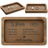Gerrii Anniversary Wood Gift Rectangle Engraved Tray Wedding Anniversary Wood Gifts for Him Husband Wife Trinket Dish Solid Wood Jewelry Display Tray Gerrii