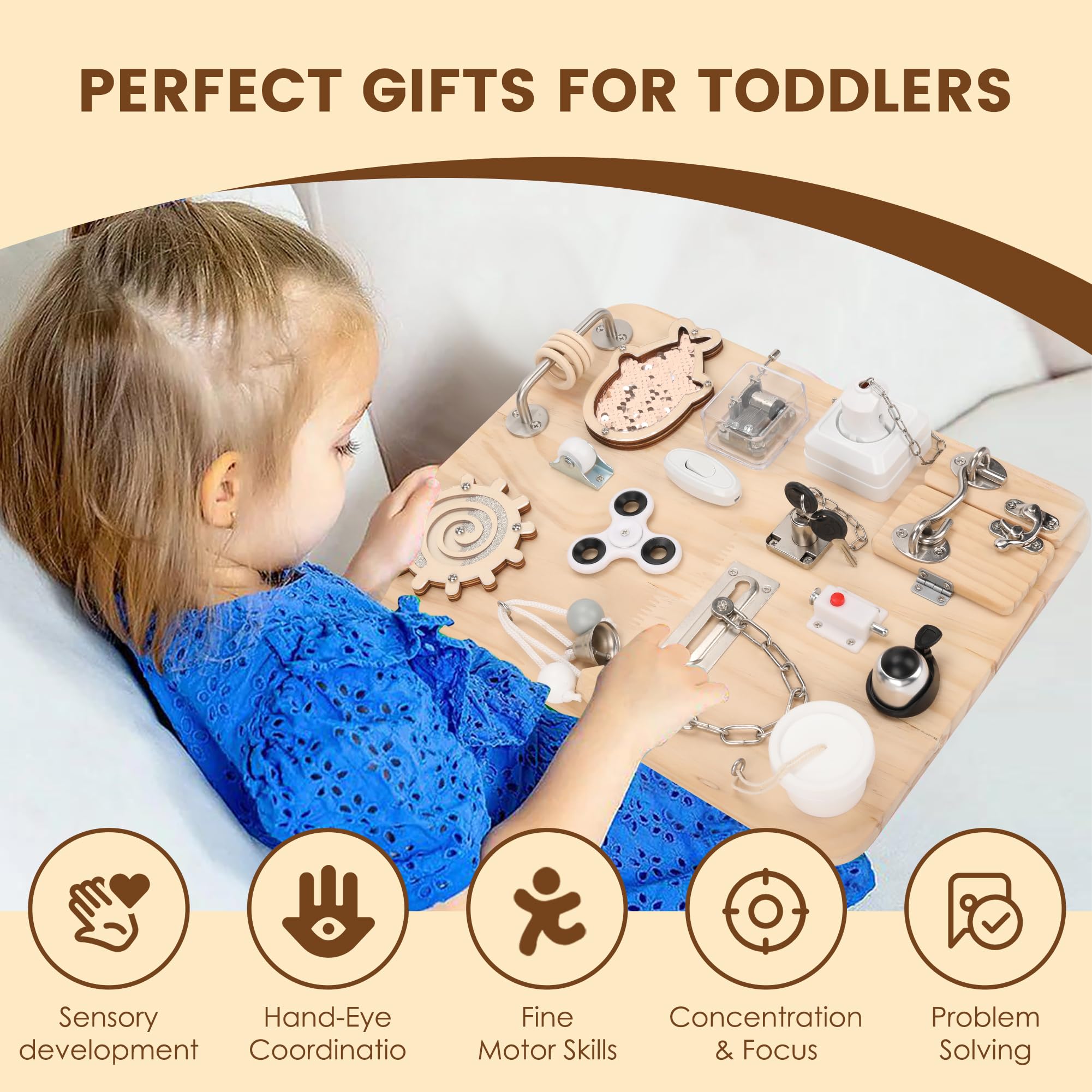 Personalized toy for baby girl gift Busy Board for girl Sensory board Montessori baby top toy Activity board toddler busy board with locks