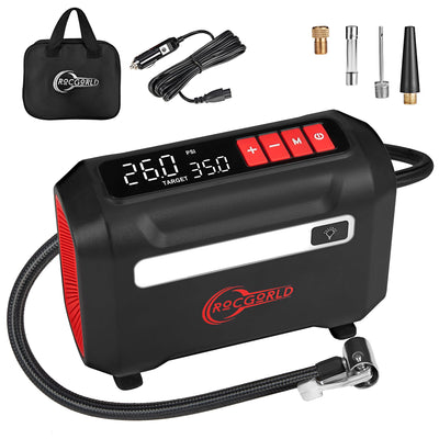 ROCGORLD R8 Tire Inflator Portable Air Compressor, DC 12V Air Compressor Portable with Large Dual Digital Screen, 3X Faster Inflation Air Pump for