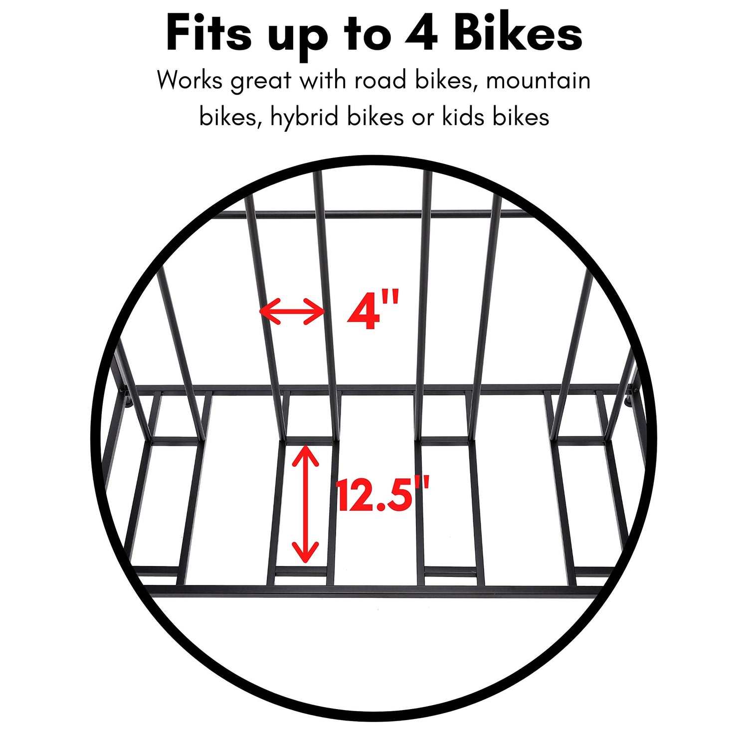 BIRDROCK HOME Garage Bike Storage & Stand | Holds 4 bicycles | Garage Organizer & Sports Storage Station | Black BIRDROCK HOME