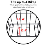 BIRDROCK HOME Garage Bike Storage & Stand | Holds 4 bicycles | Garage Organizer & Sports Storage Station | Black BIRDROCK HOME