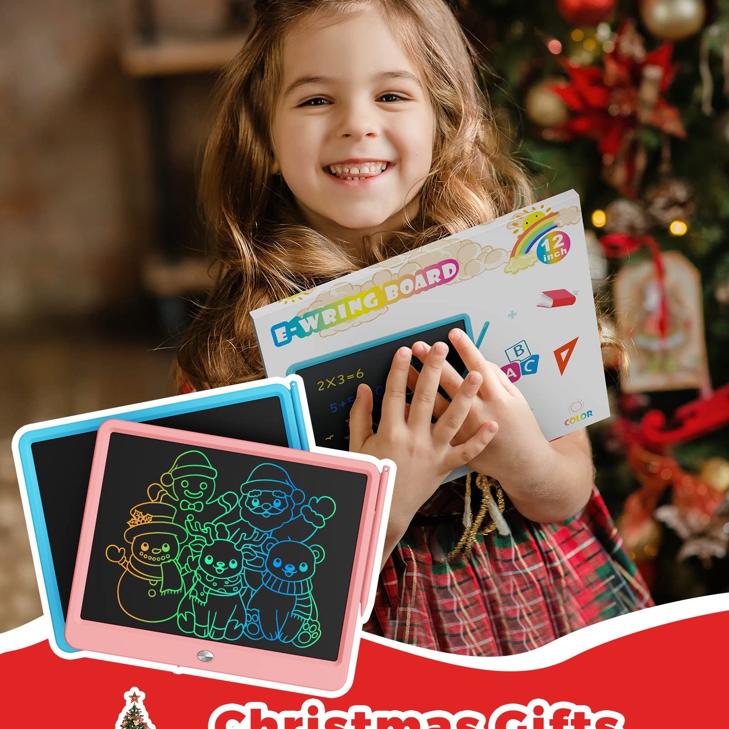 KOKODI 12 Inch LCD Writing Tablet with Anti-Lost Stylus, Erasable Doodle Board Colorful Toddler Drawing Pad, Car Travel School Games Toys for 3 4 5 6 KOKODI