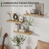 Floating Shelves, 17 Inch Wall Shelf Set of 3, Rustic Wood Shelves for Wall Storage, Wall Mounted Wooden Display Shelf for Bedroom Kitchen, Marsmiles
