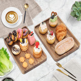 2 PCS Solid Acacia Wood Serving Trays Rectangular Wooden Serving Platters Natural Wooden Boards for Bar Coffee Party 13 * 9 inch （Wood Log Color） Charmlife
