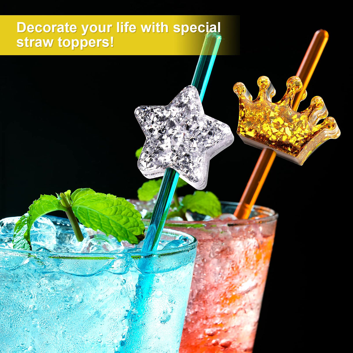 NiArt 8mm Straw Topper Epoxy Resin DIY Casting Silicone Mold Kit, 5 Molds with 14 Shapes NiArt