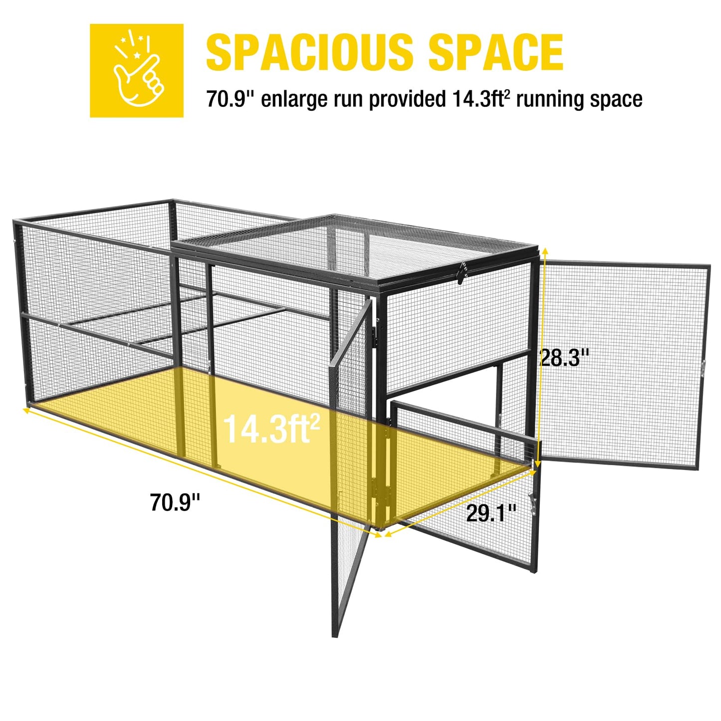 Chicken Coop Wooden Hen House with Large Run and Nesting Box, Outdoor Poultry Cage with Removable Tray,UV Proof Roof, 4 Perches. - WoodArtSupply