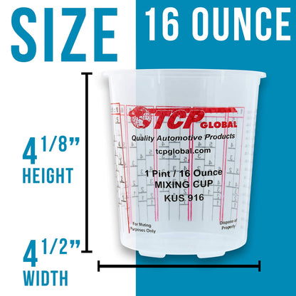 Custom Shop - Pack of 12 Each - 16 Ounce Paint Mixing Cups - 1 Pint - Cups Have calibrated Mixing ratios on Side of Cup - WoodArtSupply