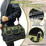 WILAXI PRO 17in Tool Bag For Men Heavy Duty with Waterproof Molded Base, High Capacity Wide Mouth Tote, Construction Worker Electricians Tool Bags, WILAXI PRO