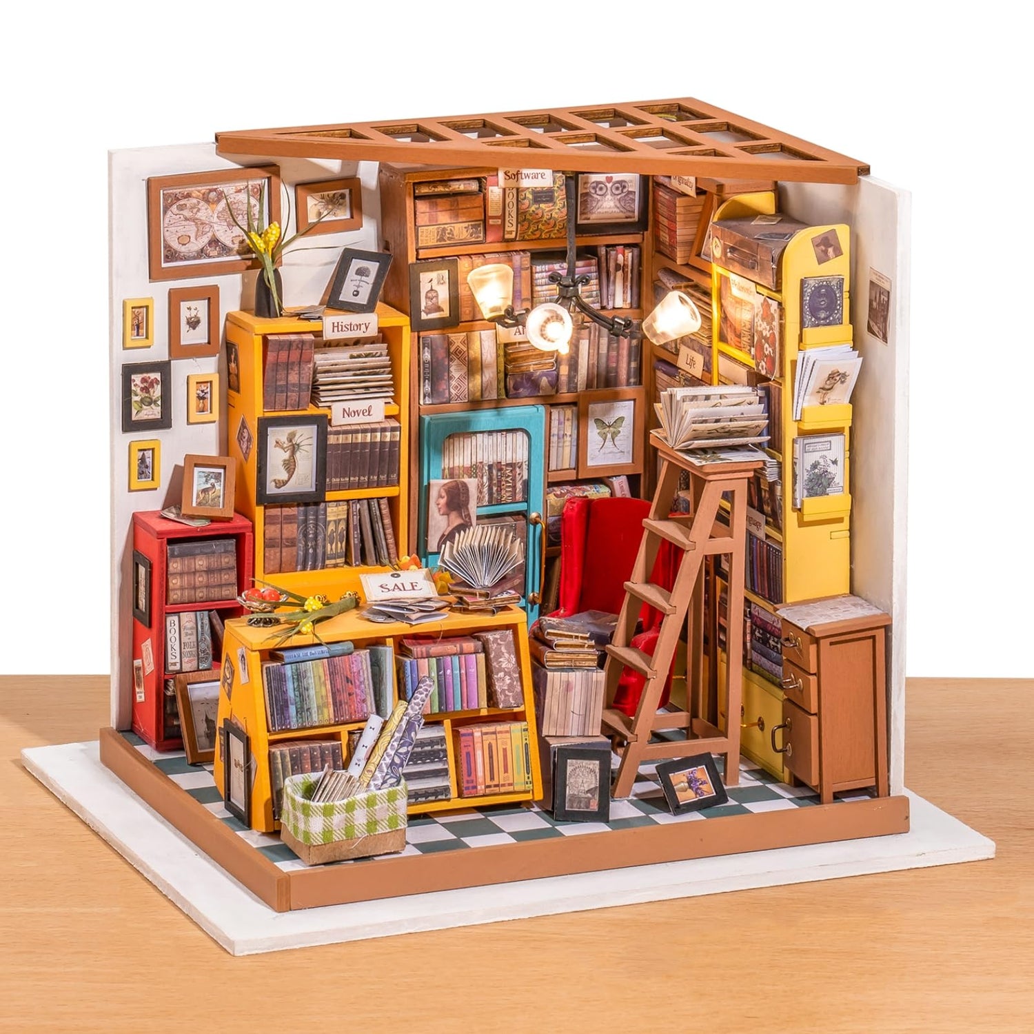 ROBOTIME Dollhouse Kit Miniature DIY Library House Kits Best Birthday Gifts for Teens ROBOTIME
