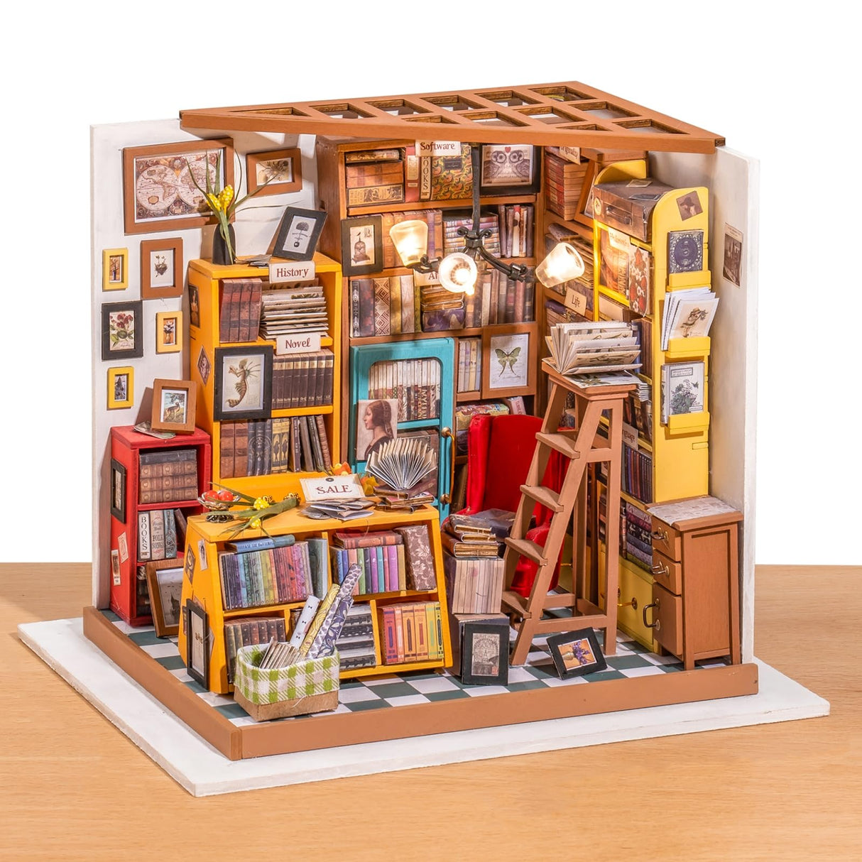 ROBOTIME Dollhouse Kit Miniature DIY Library House Kits Best Birthday Gifts for Teens ROBOTIME
